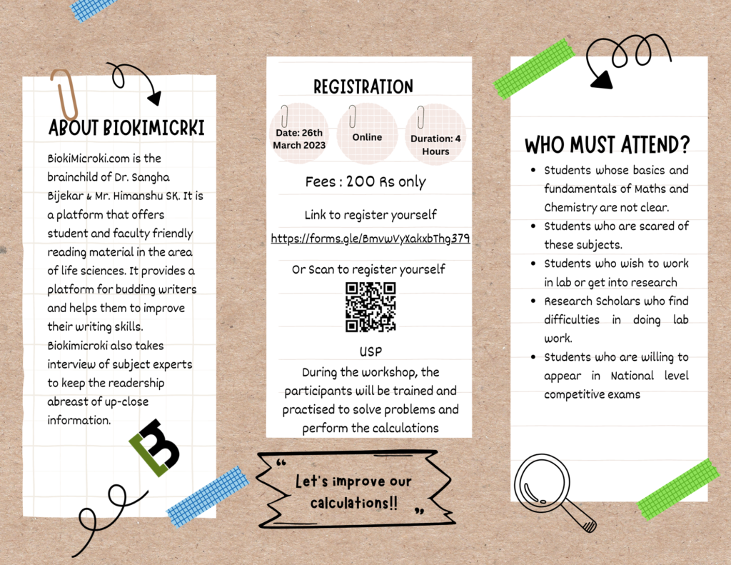 Brochure of Online Workshop on Basics of Maths and Chemistry @biokimicroki